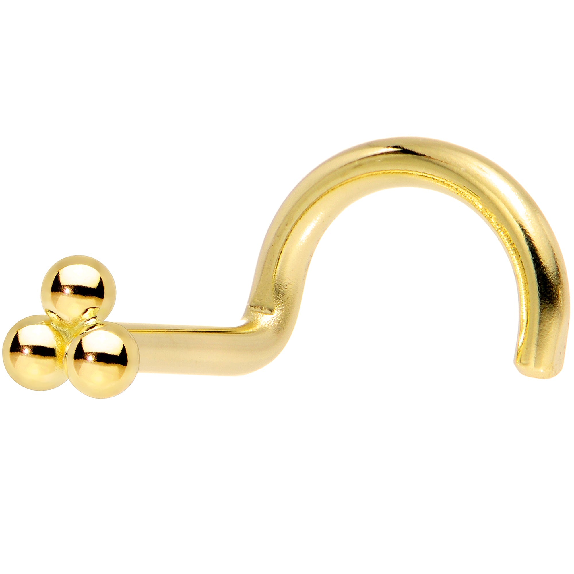 BodyCandy 14k Yellow Gold 3mm Trinity Nose Ring — comparison shot