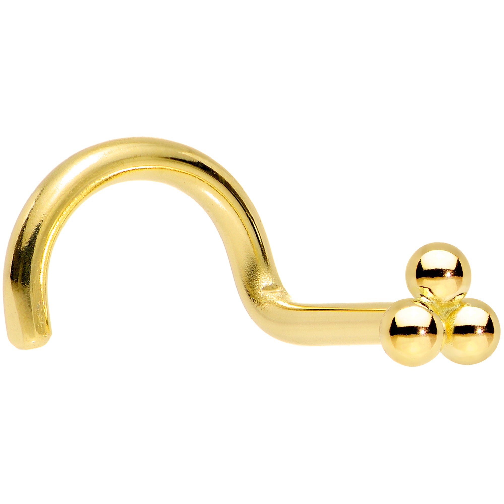 BodyCandy 14k Yellow Gold 3mm Trinity Nose Ring — fabric or material detail