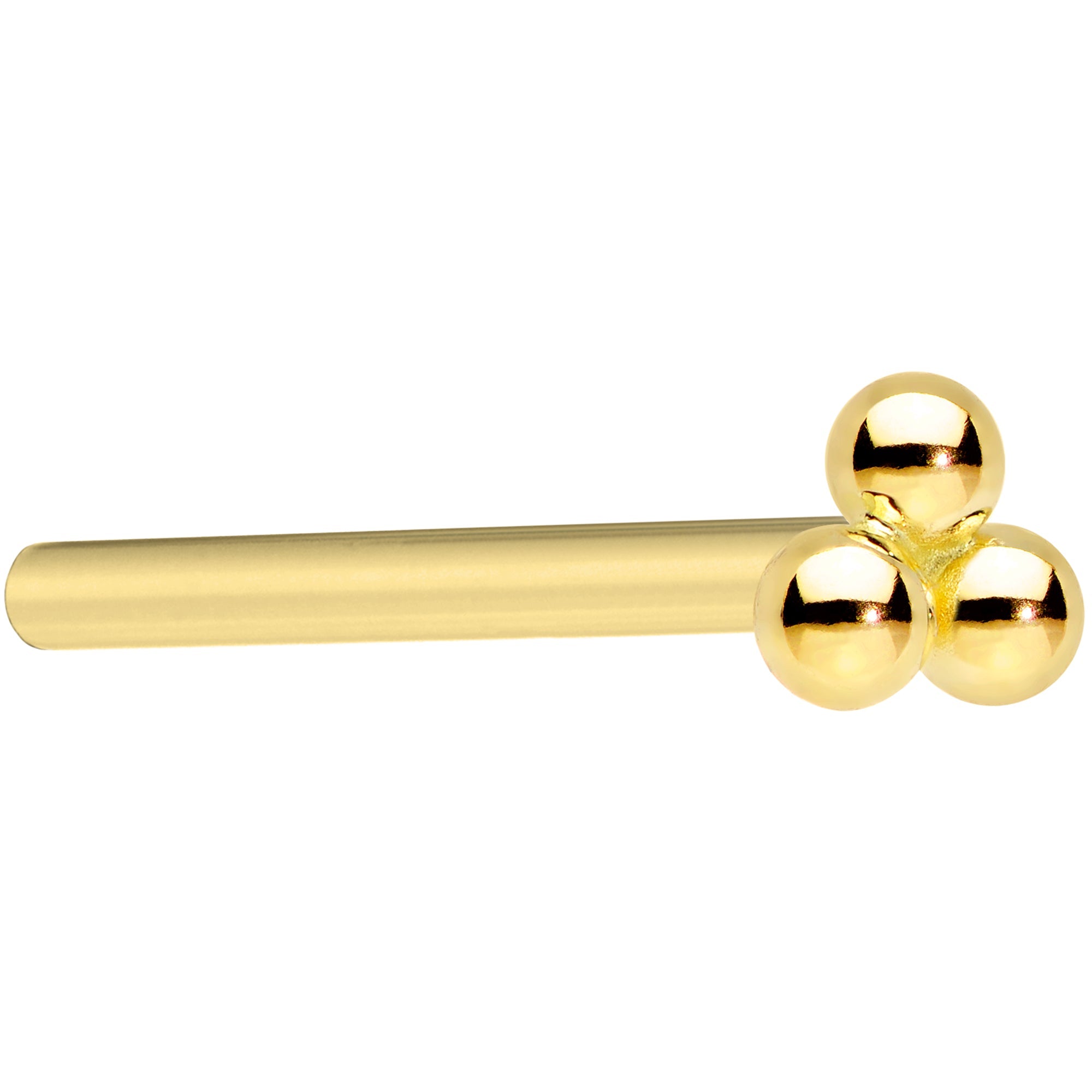 BodyCandy 14k Yellow Gold 3mm Trinity Nose Ring — in-use photo