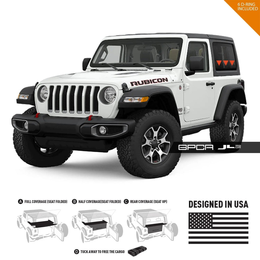 GPCA Jeep Wrangler JL 2DR Cargo Cover (2018+) — detail close-up