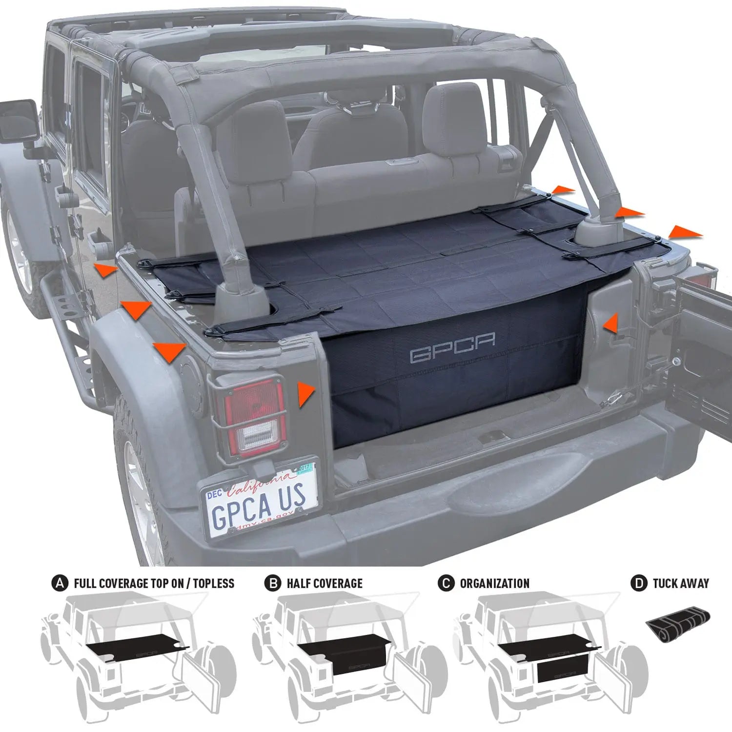 GPCA Jeep Wrangler JK 4DR Cargo Cover PRO (2007–2018) — main product shot