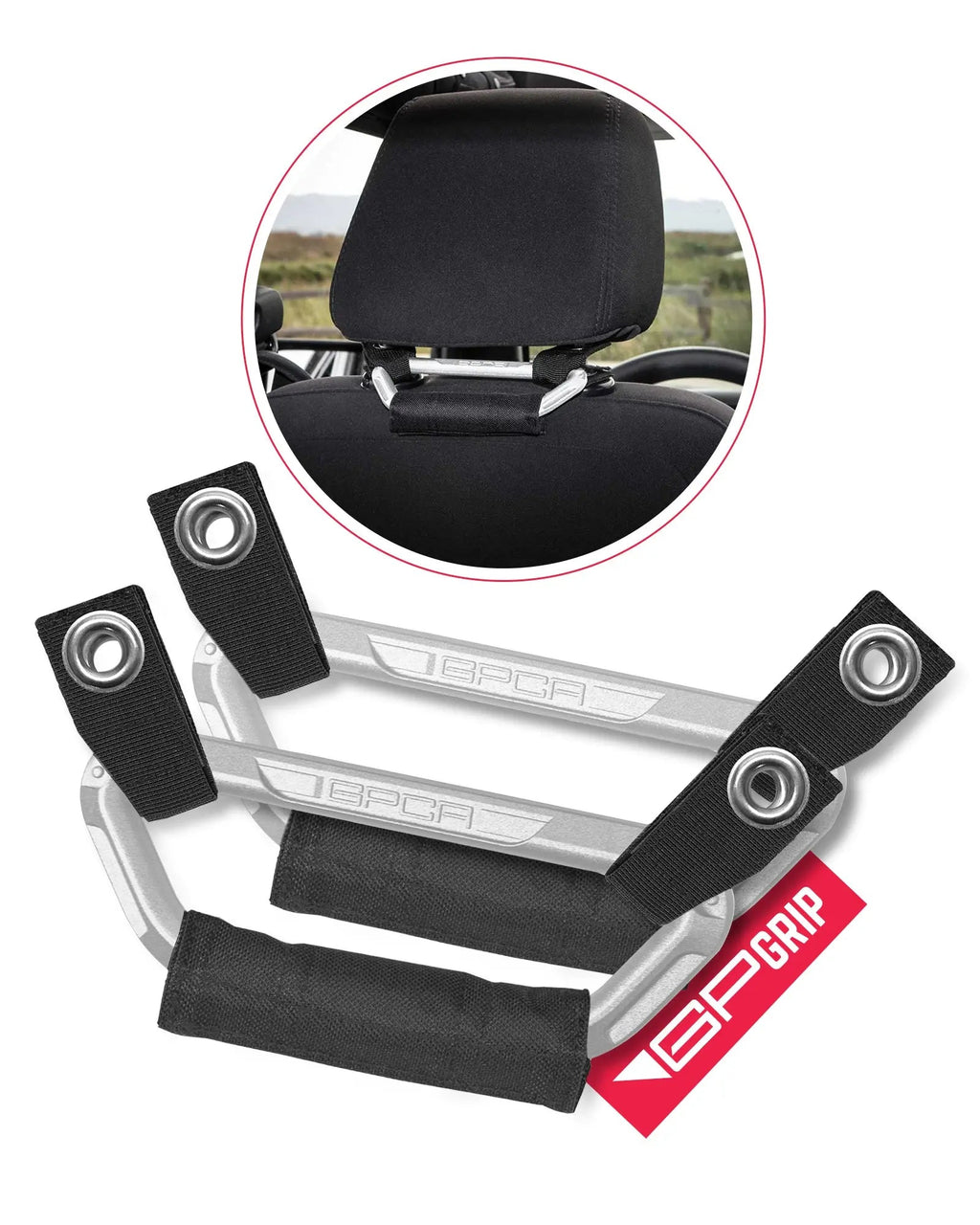 GPCA GP Back Grip PRO — Rear Headrest Handles for All Cars & Trucks — alternative angle