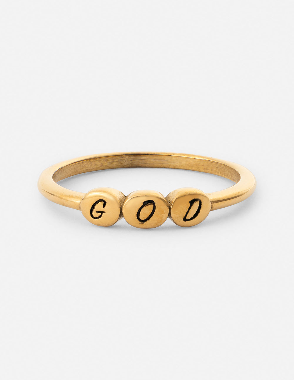Elevated Faith God Letter Ring — main product shot