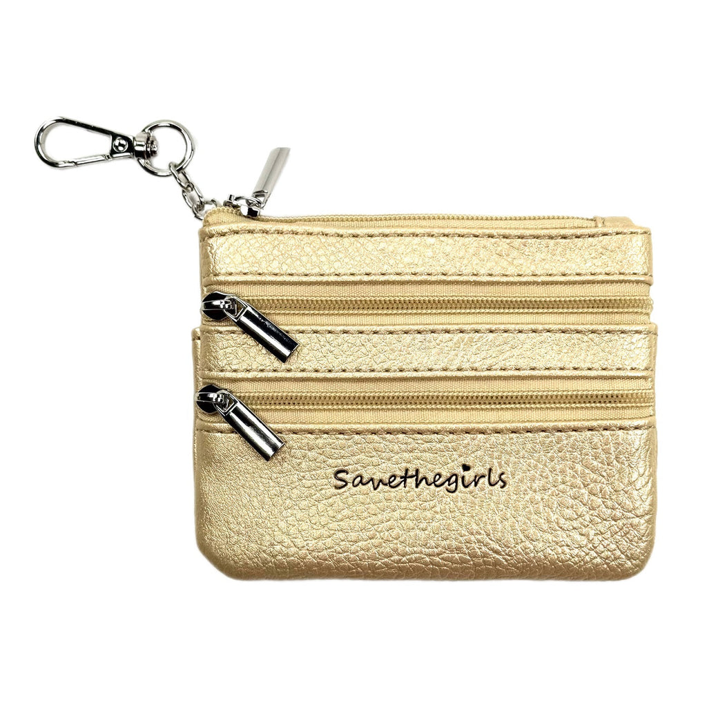 SaveTheGirls Zippered Pouch Gold w/Silver Hardware — main product shot