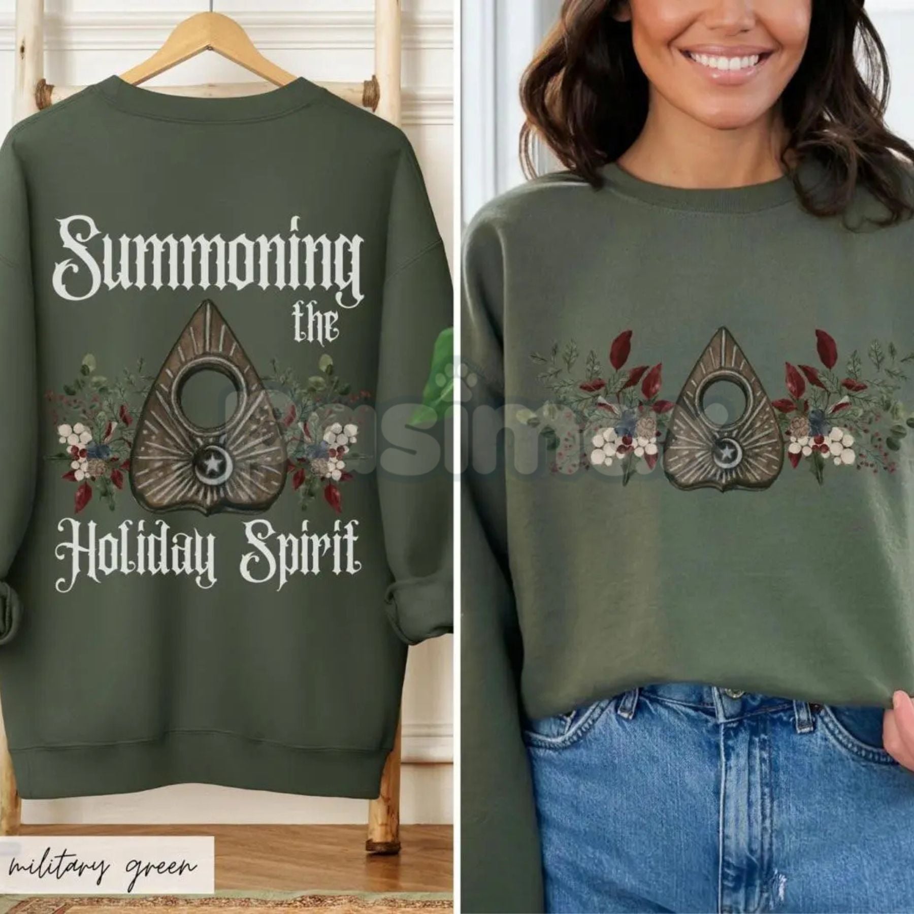 Pasimax Gothic Cottagecore Holiday Séance Ouija Board Christmas Sweatshirt | Mystical Victorian Jumper | Dark Occult Winter G
