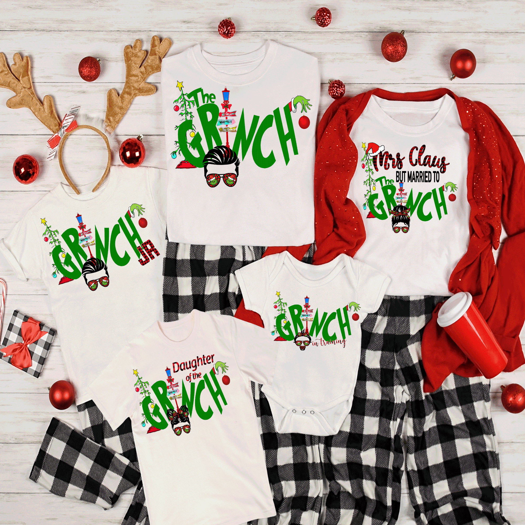 A Blessed Texas Mess Boutique Matching Family Grinch Christmas Shirts Custom Christmas Shirt, Grinch Family… — main product shot