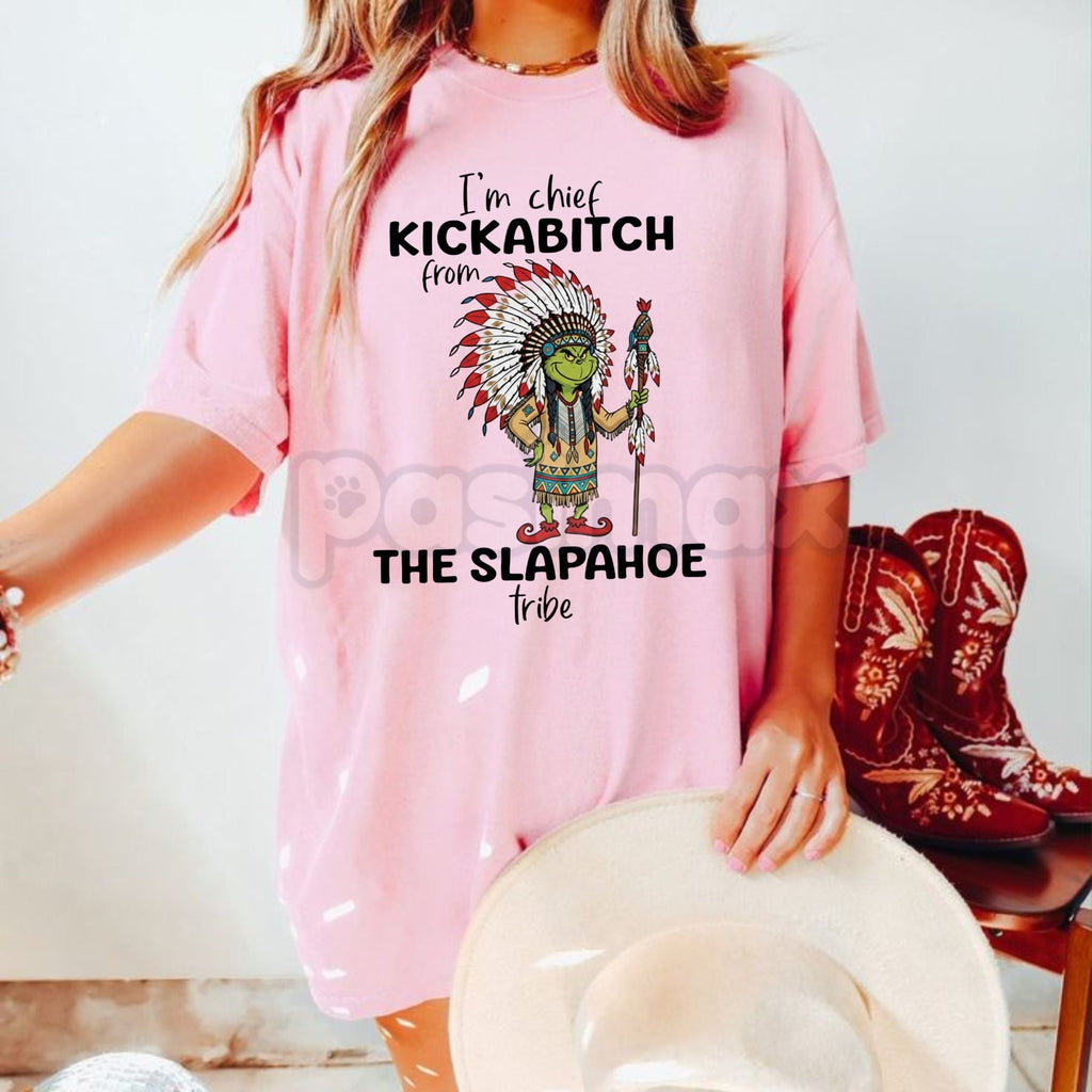 Pasimax Grinch "Chief Kickabitch" Funny Christmas Shirt - Irreverent Holiday Humor Tee, Mean Christmas Slogan, Edgy Grinch Fa