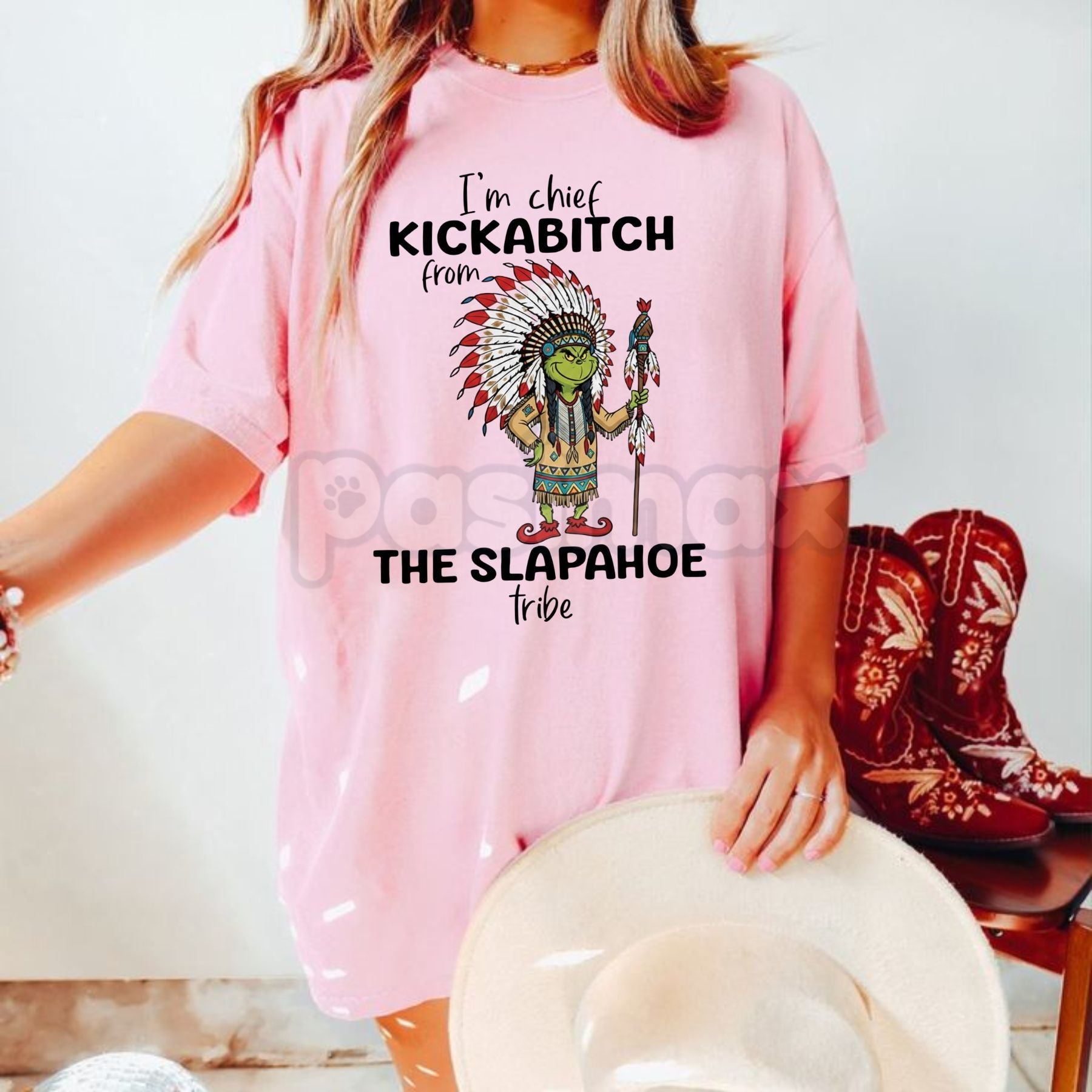 Pasimax Grinch "Chief Kickabitch" Funny Christmas Shirt - Irreverent Holiday Humor Tee, Mean Christmas Slogan, Edgy Grinch Fa