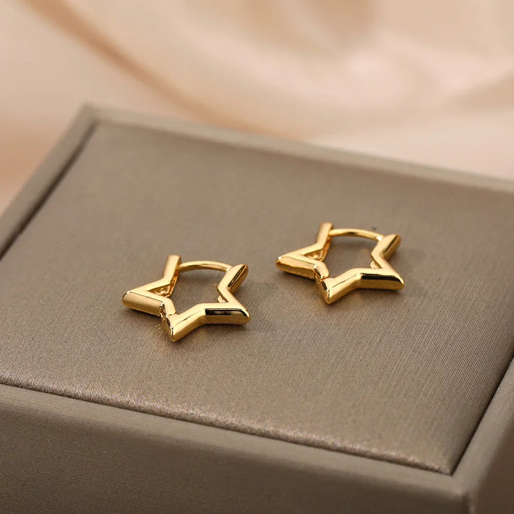 SORI STYLE Minimalist Star Hoop Earrings for Everyday Elegance — side view