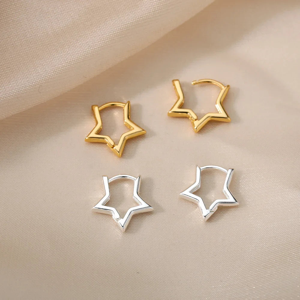 SORI STYLE Minimalist Star Hoop Earrings for Everyday Elegance — fabric or material detail