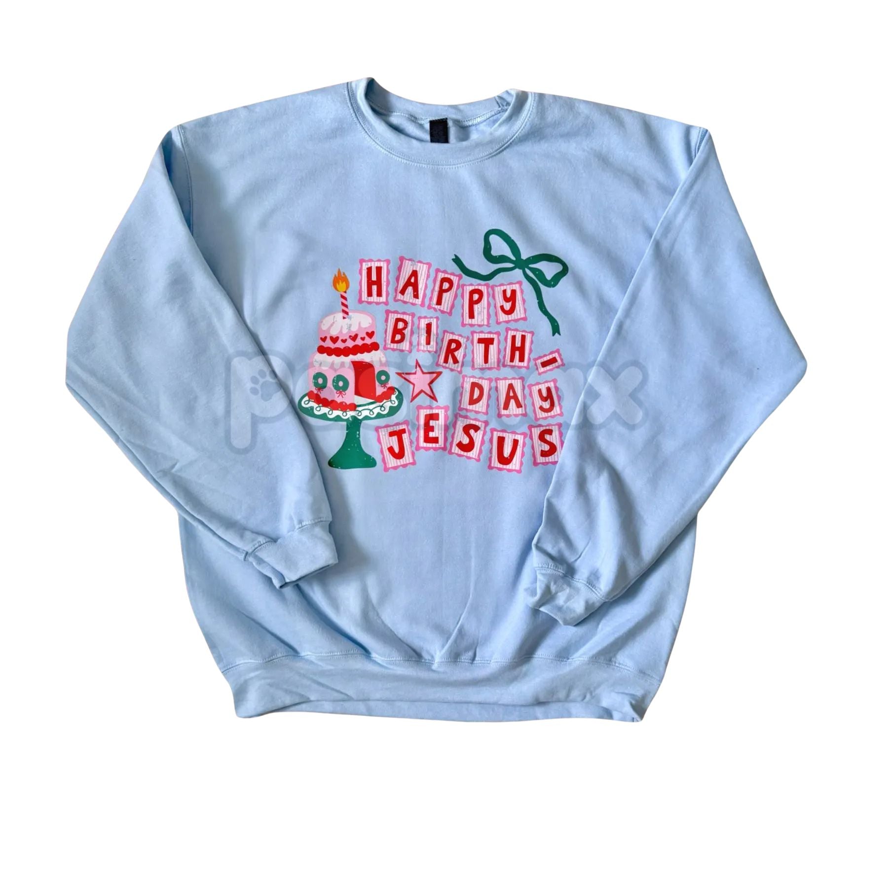 Pasimax HBD Jesus Crewneck Sweatshirt – Funny Birthday Holiday Graphic — main product shot