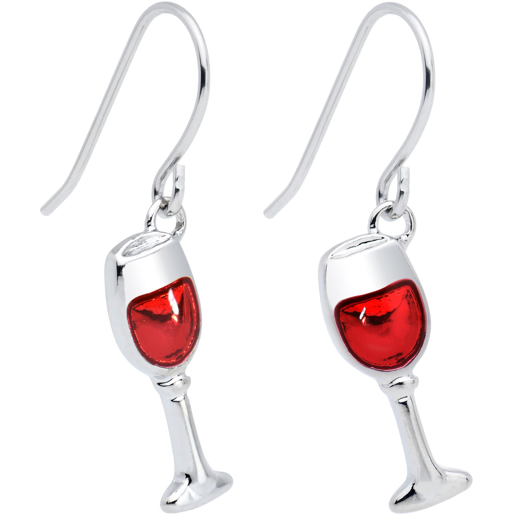 BodyCandy Stainless Steel Red Wine Glass Earrings — color detail