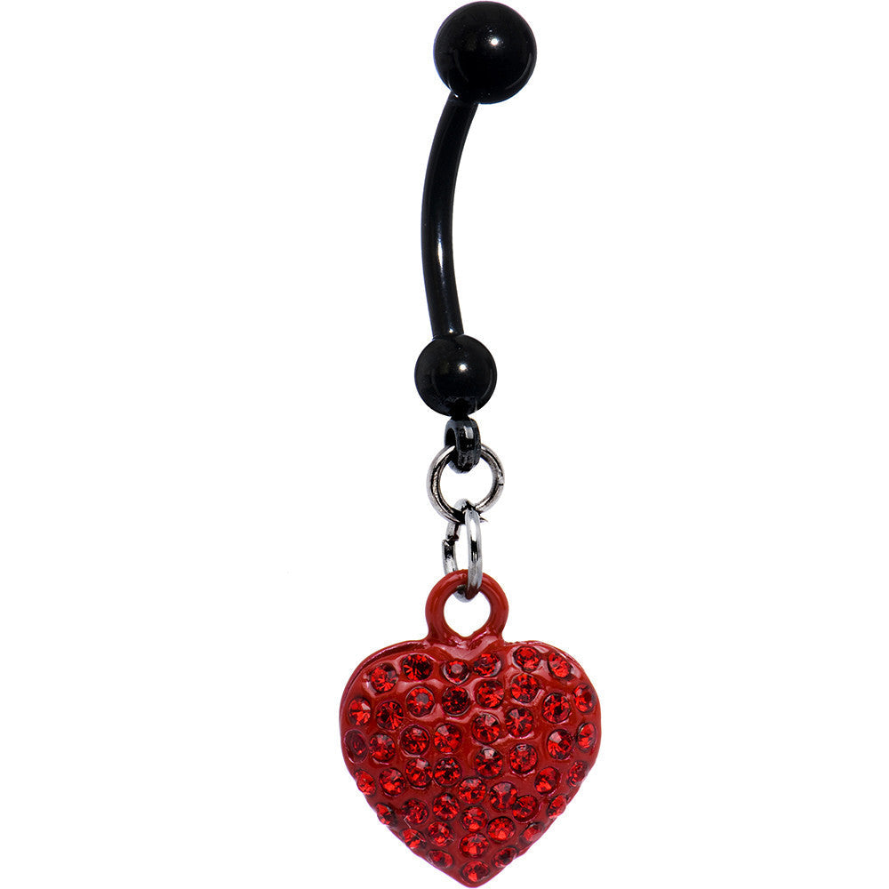 BodyCandy Romantic Ruby Red Gem Heart Belly Ring — main product shot