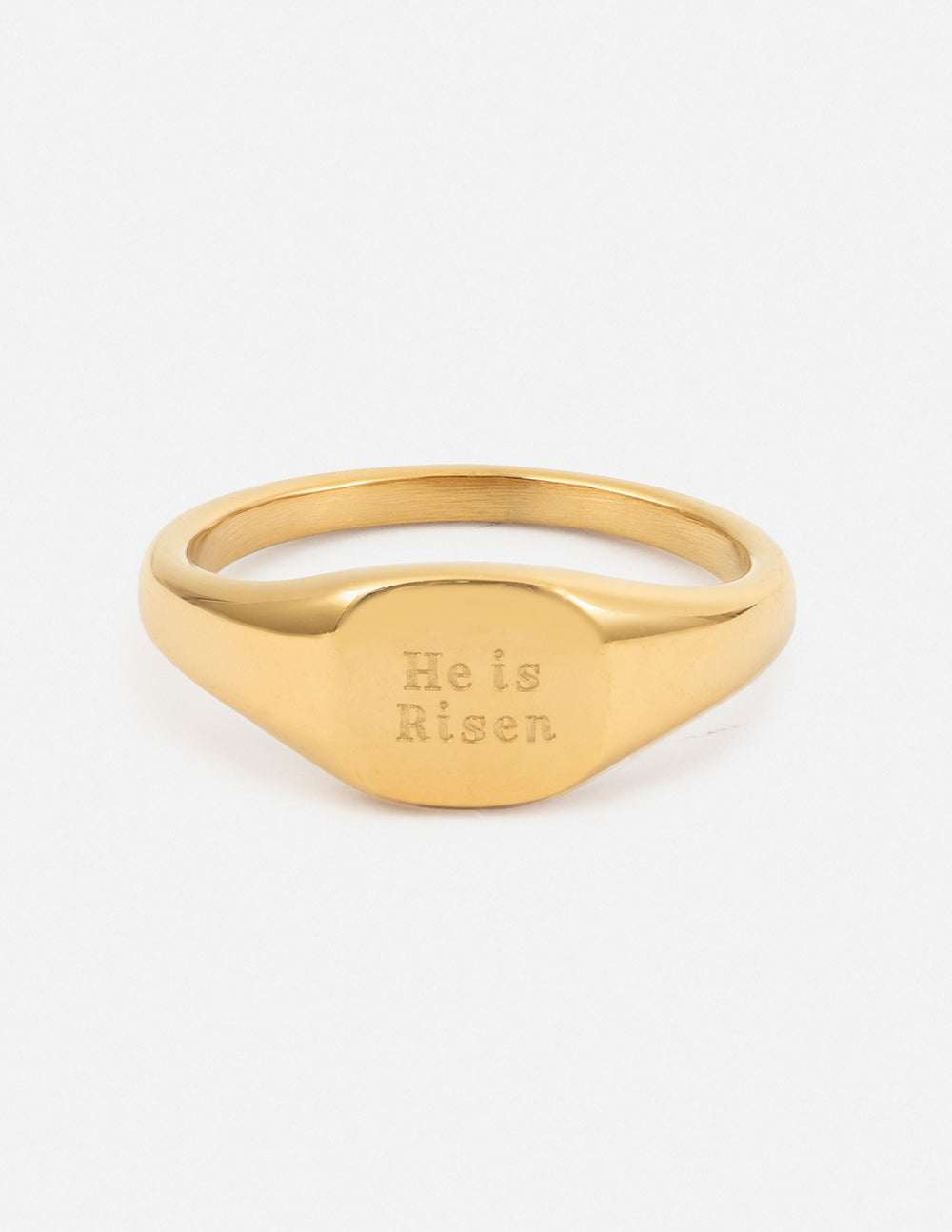 Elevated Faith He Is Risen Signet Ring — main product shot