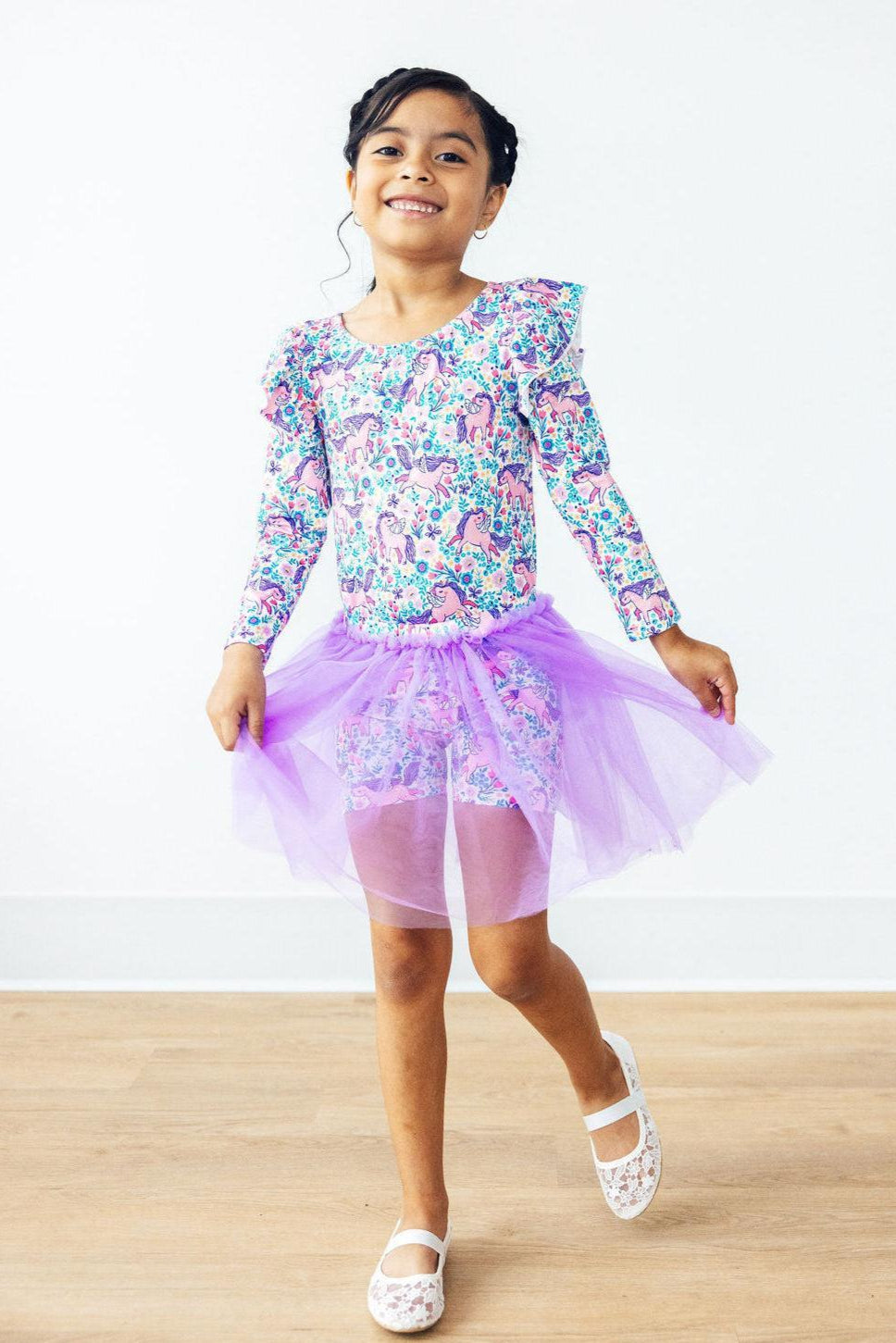 Head in the Clouds L/S Flutter Sleeve Leotard