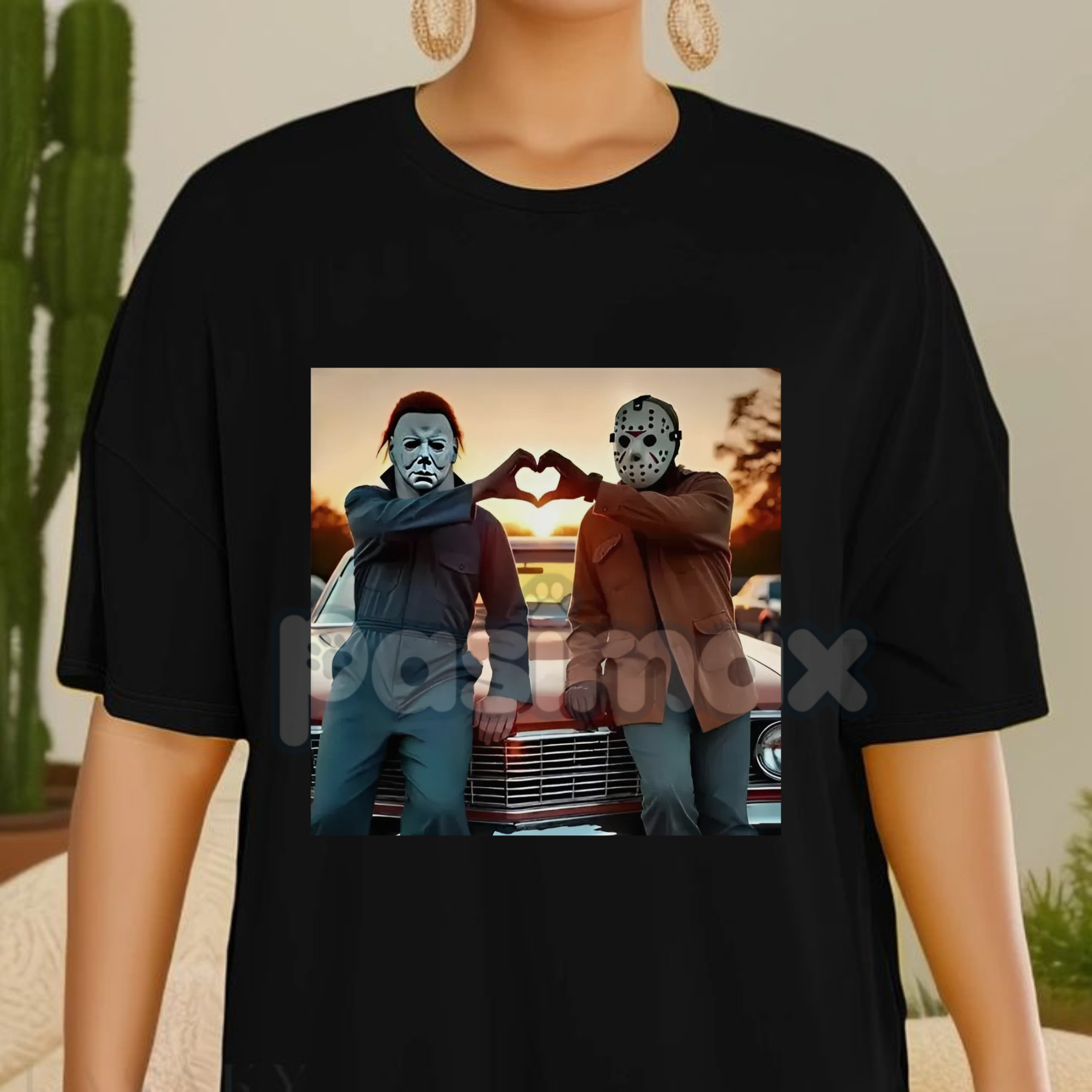Pasimax "Heart Hands But Make It Horror" T-Shirt - Funny Michael & Jason 90s Retro Meme Tee, Unisex Halloween Slasher Shirt —