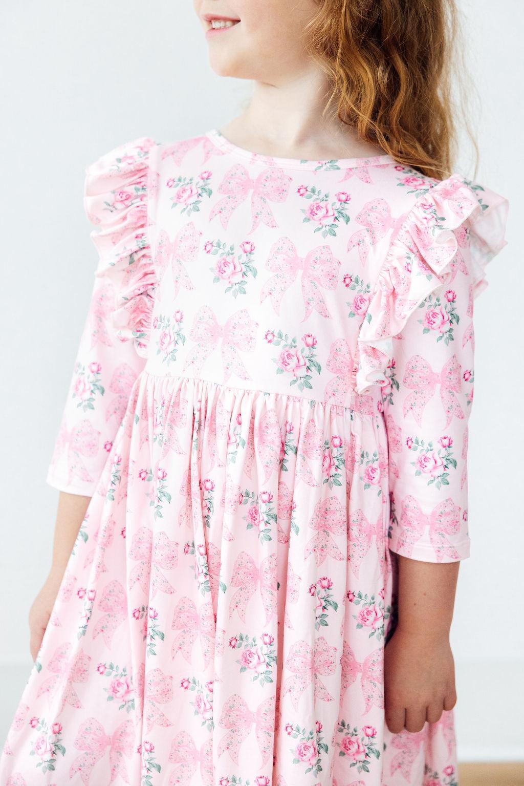 Mila & Rose ® Heirloom Garden 3/4 Sleeve Ruffle Twirl Dress — main product shot