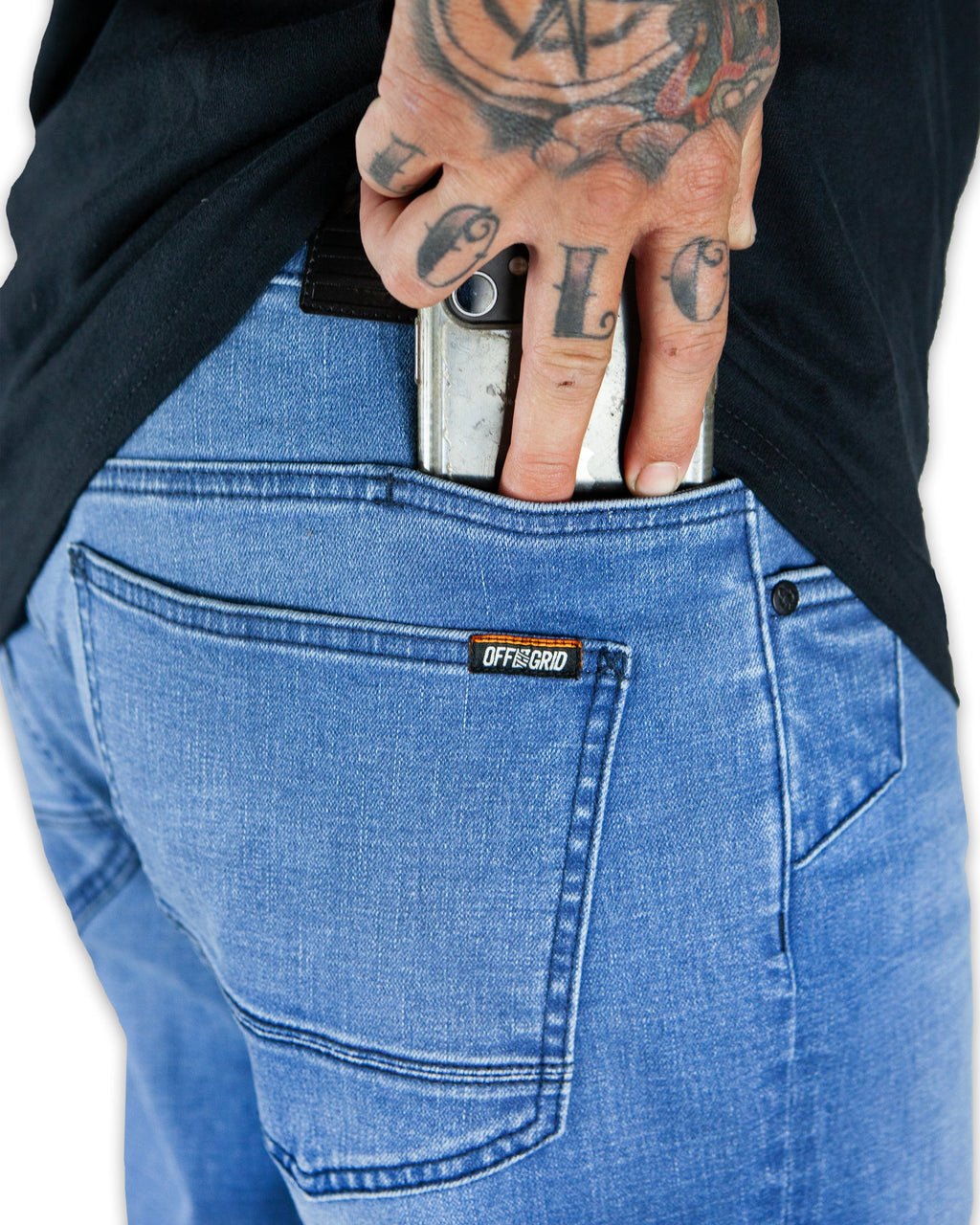 Off The Grid Surplus Hideout Denim Taper Fit Pants - Vintage Wash — color detail