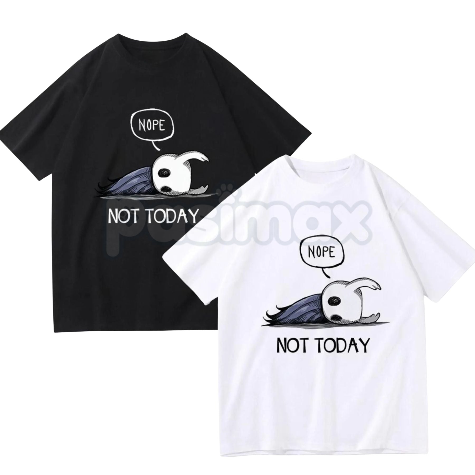 Pasimax Hollow Knight "Nope Not Today" Bench Break T-Shirt - Ghost of Hallownest Sarcastic Graphic Tee, Premium 100% Cotton C