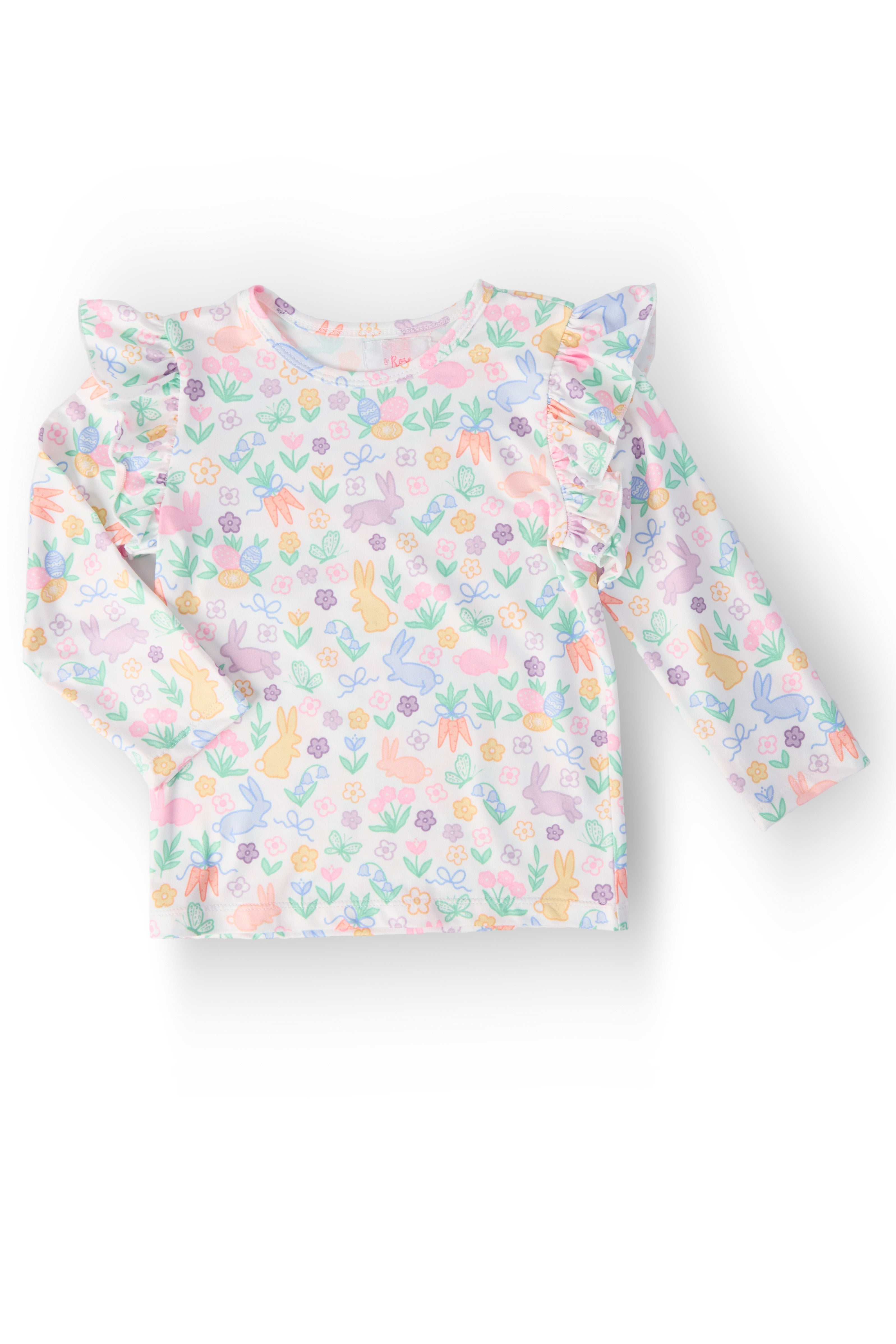 Mila & Rose ® Hoppy Easter L/S Ruffle Tee — main product shot