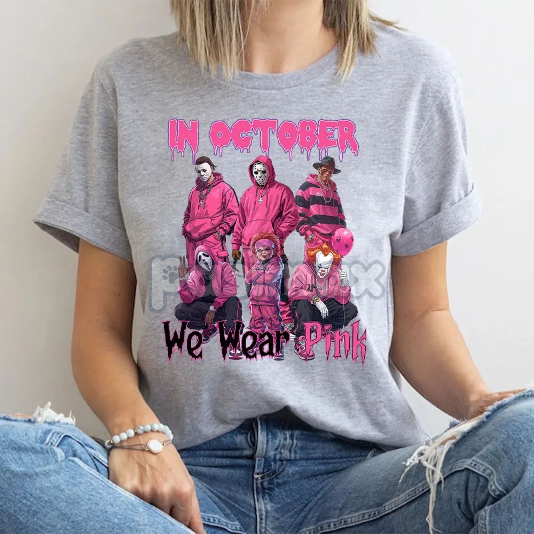 Pasimax Horror "In October We Wear Pink" Shirt — main product shot