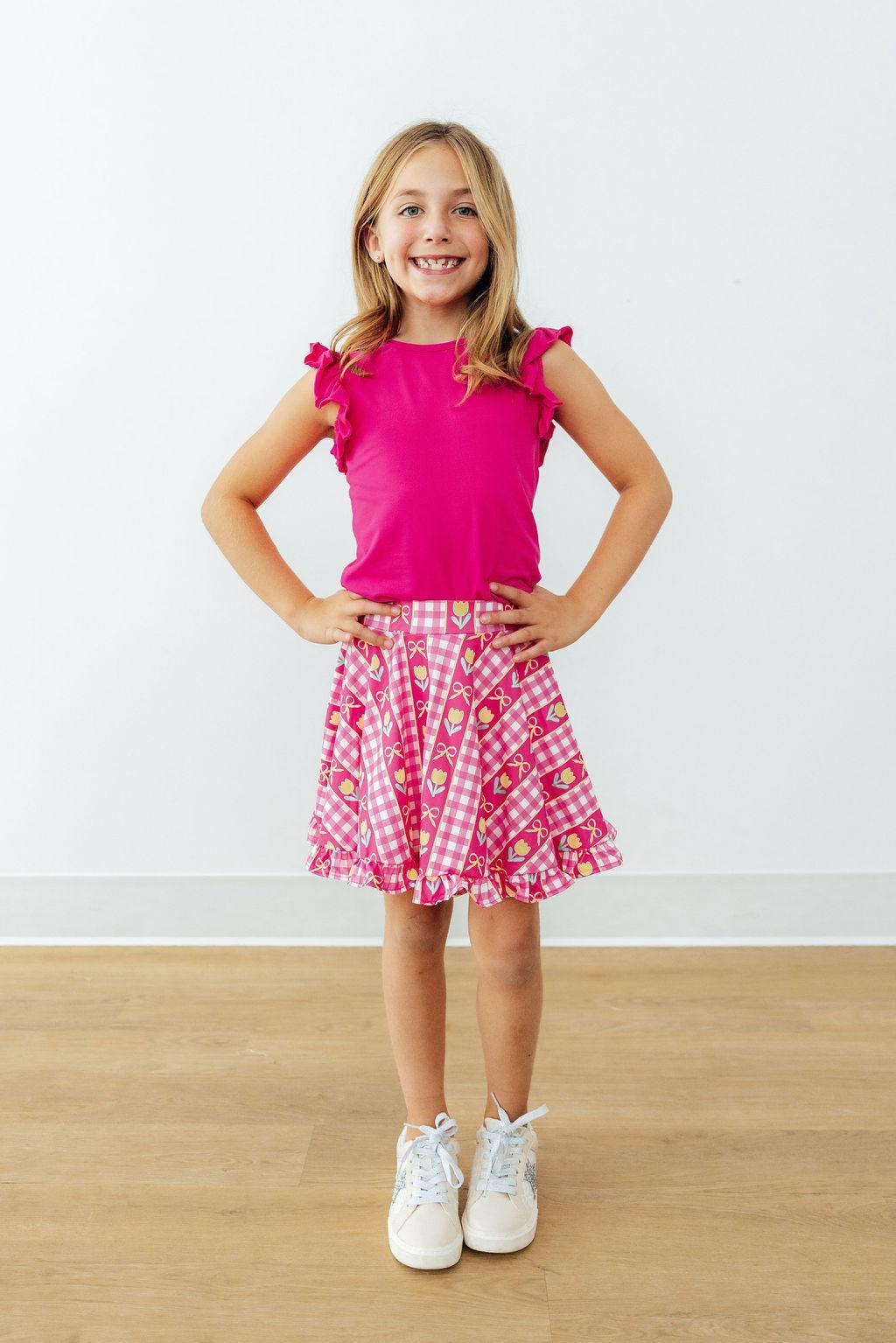 Mila & Rose ® I Love You Tulip Much Ruffle Twirl Skort — side view