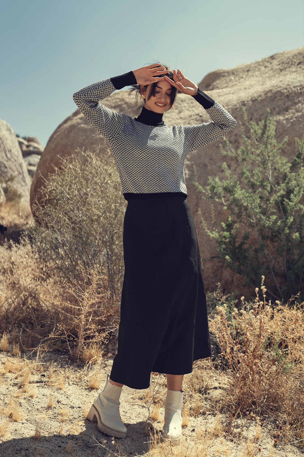 profile-nyc WOOL SEAM SKIRT — lifestyle context