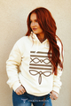 Whiskey Black & Co Lucky & Blessed Cream Oversized Hoodie with Camel Boot Stitch Embroidery — hoodie product shot