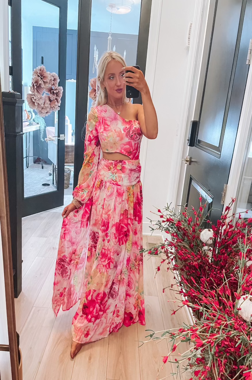Pretty Little Patriot Pretty Little Patriot Floral Pink Maxi Dress — product category context