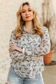 Lucky & Blessed Western Branded Logo Print Chiffon Collared Western Shirt Plus Size