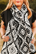 Lucky & Blessed White Black Aztec Scarf