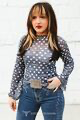 Lucky & Blessed Horse Bit Polka Dot Long Sleeve Mesh Top Plus Size