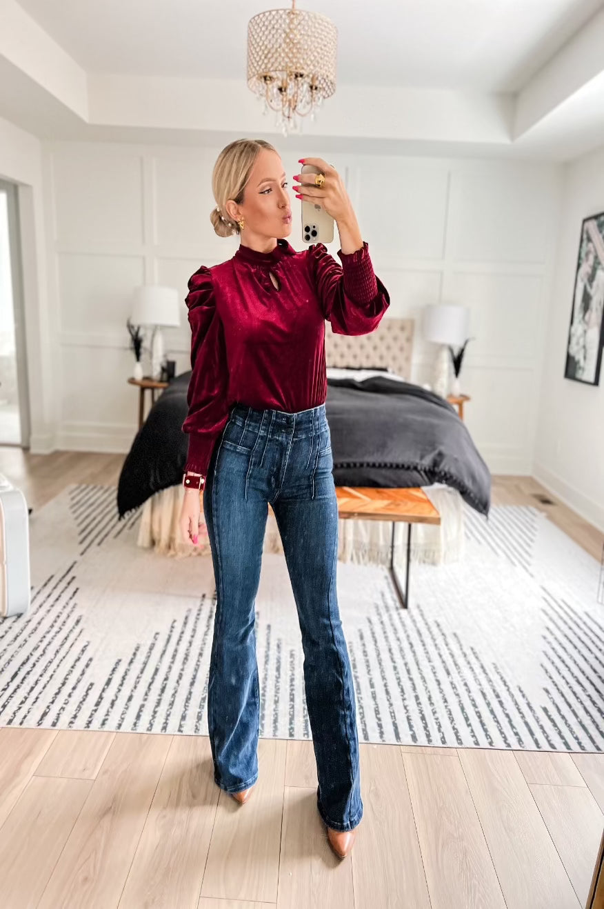 Pretty Little Patriot Pretty Little Patriot Red Velvet Blouse — main product shot