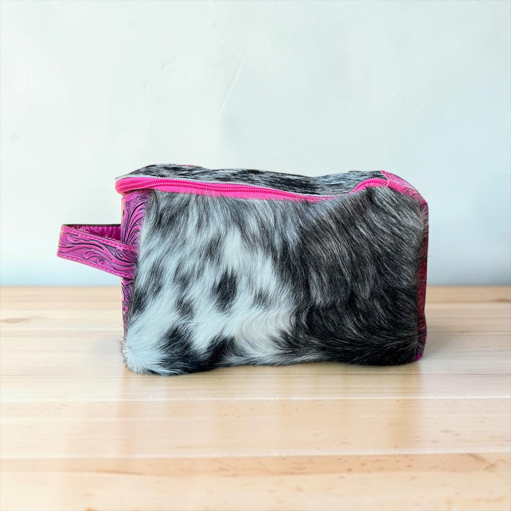 COWHIDE & LEATHER MAKEUP BAG