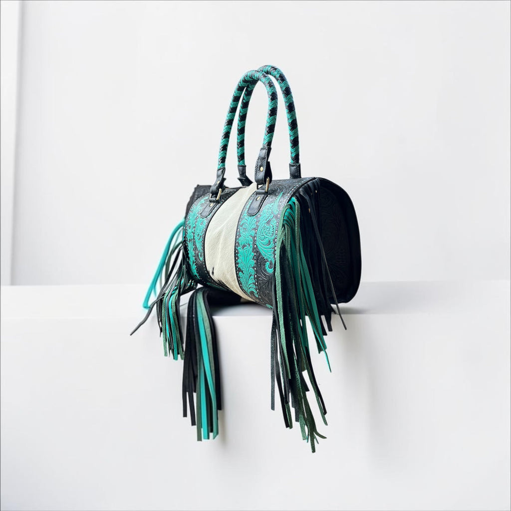 TURQUOISE/BLACK FLORAL SPEEDY BAG
