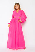 Pretty Little Patriot Pretty Little Patriot Hot Pink Royal Palms Maxi Dress — main product shot