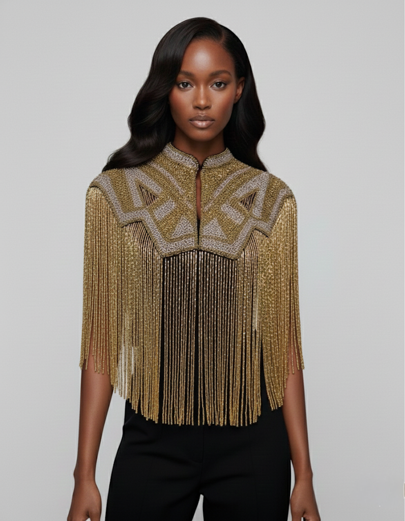 L'Jai Amor Golden Line Cape — main product shot
