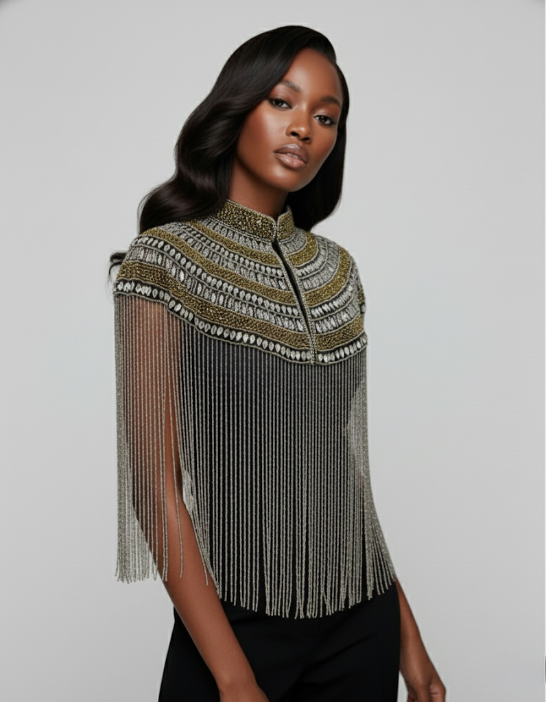 L'Jai Amor Metallic Horizon Cape — main product shot