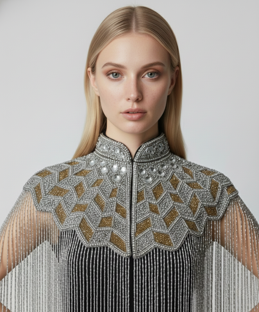 L'Jai Amor Gilded Halo Cape — main product shot