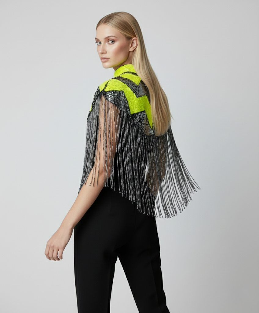 L'Jai Amor Pulse Sequin Cape — main product shot