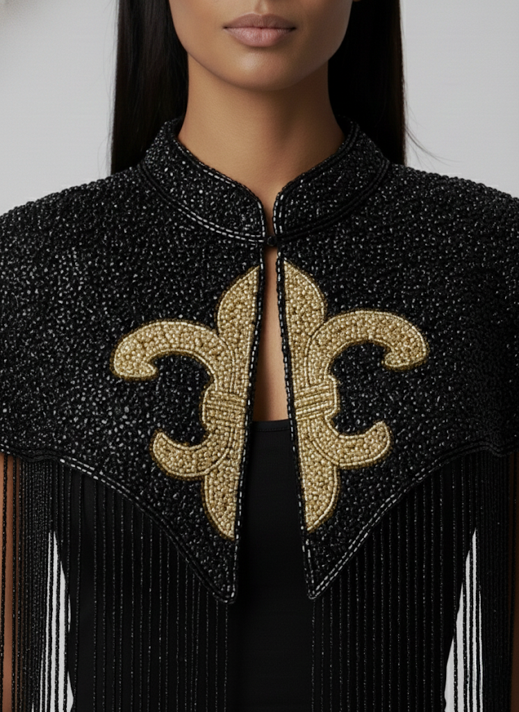 L'Jai Amor Maison Fleur Cape — detail close-up