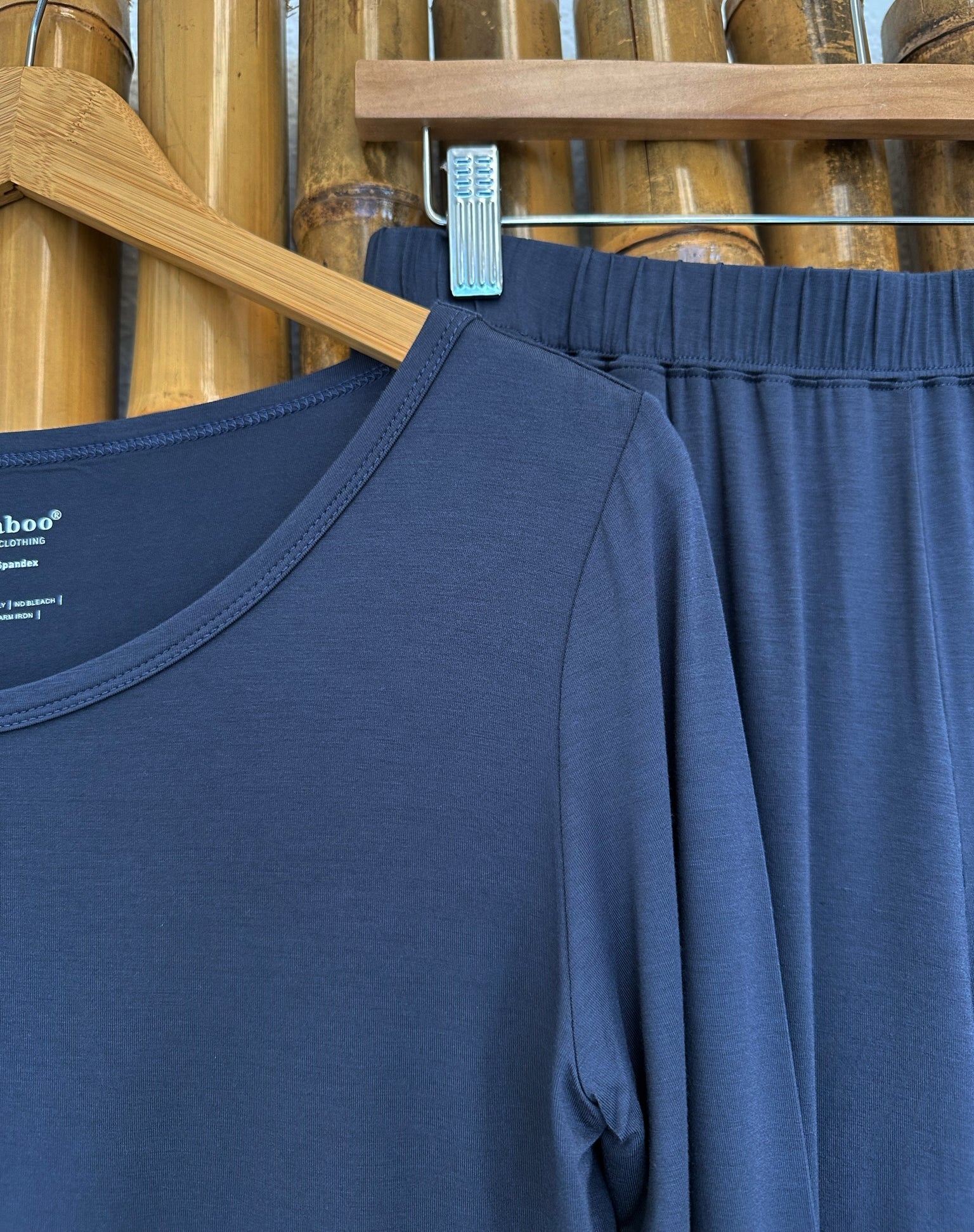 Spun Bamboo Women's Bamboo Lounge Set - Long Sleeve T-Shirt and Jogger Pants — fabric or material detail