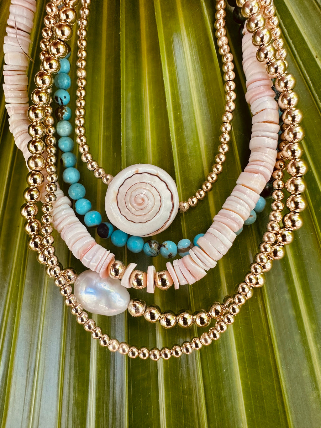CanyonLeaf Natural Turquoise + 14K Gold Filled || Beaded Stretch Bracelet — detail shot 8