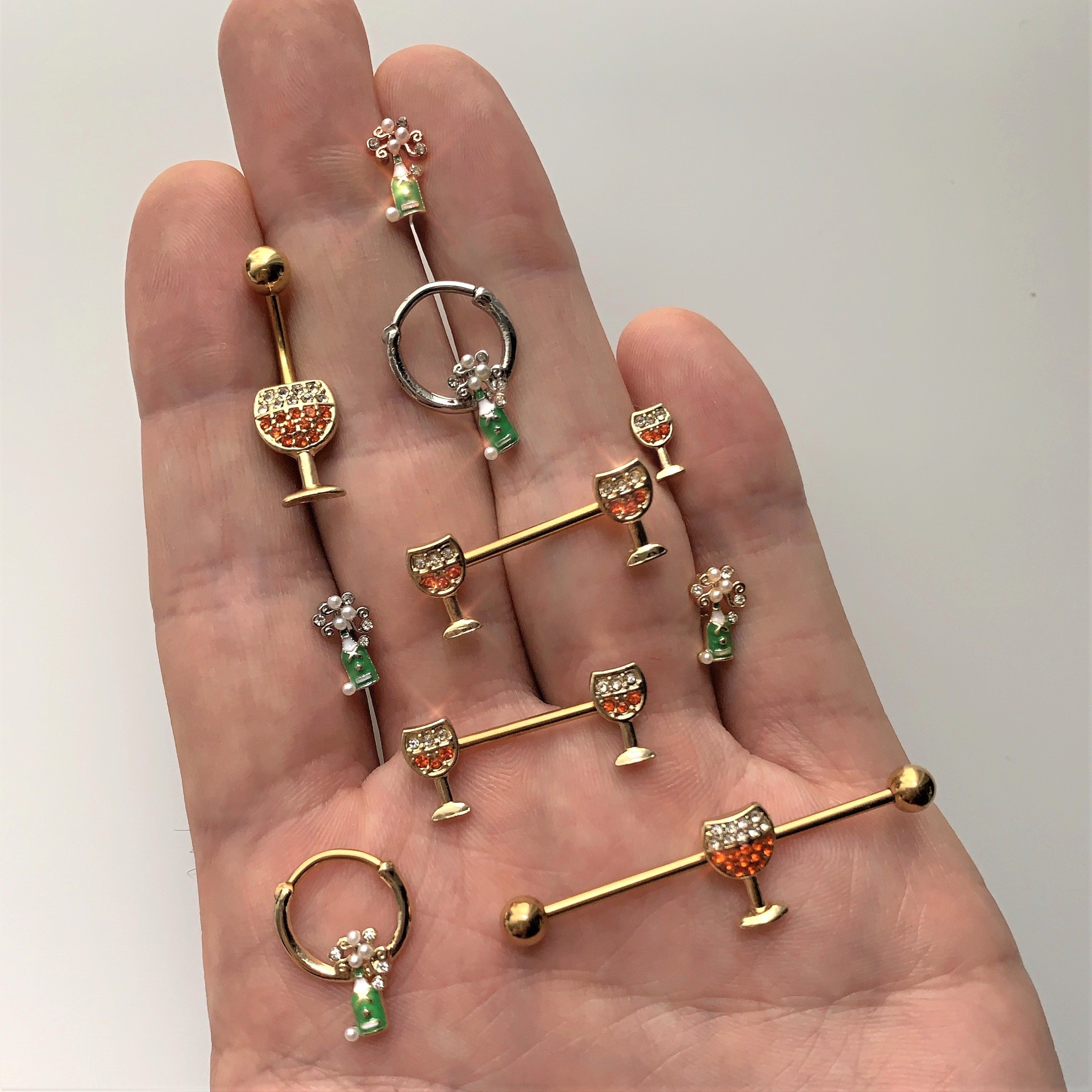 BodyCandy 16G 1/4 Clear Gem Gold Tone Champagne Cartilage Tragus — lifestyle context
