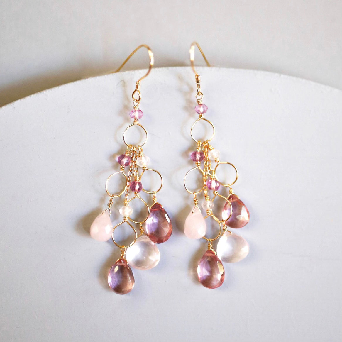 PARKEN JEWELRY Pink Gemstone Waterfall Earrings — main product shot