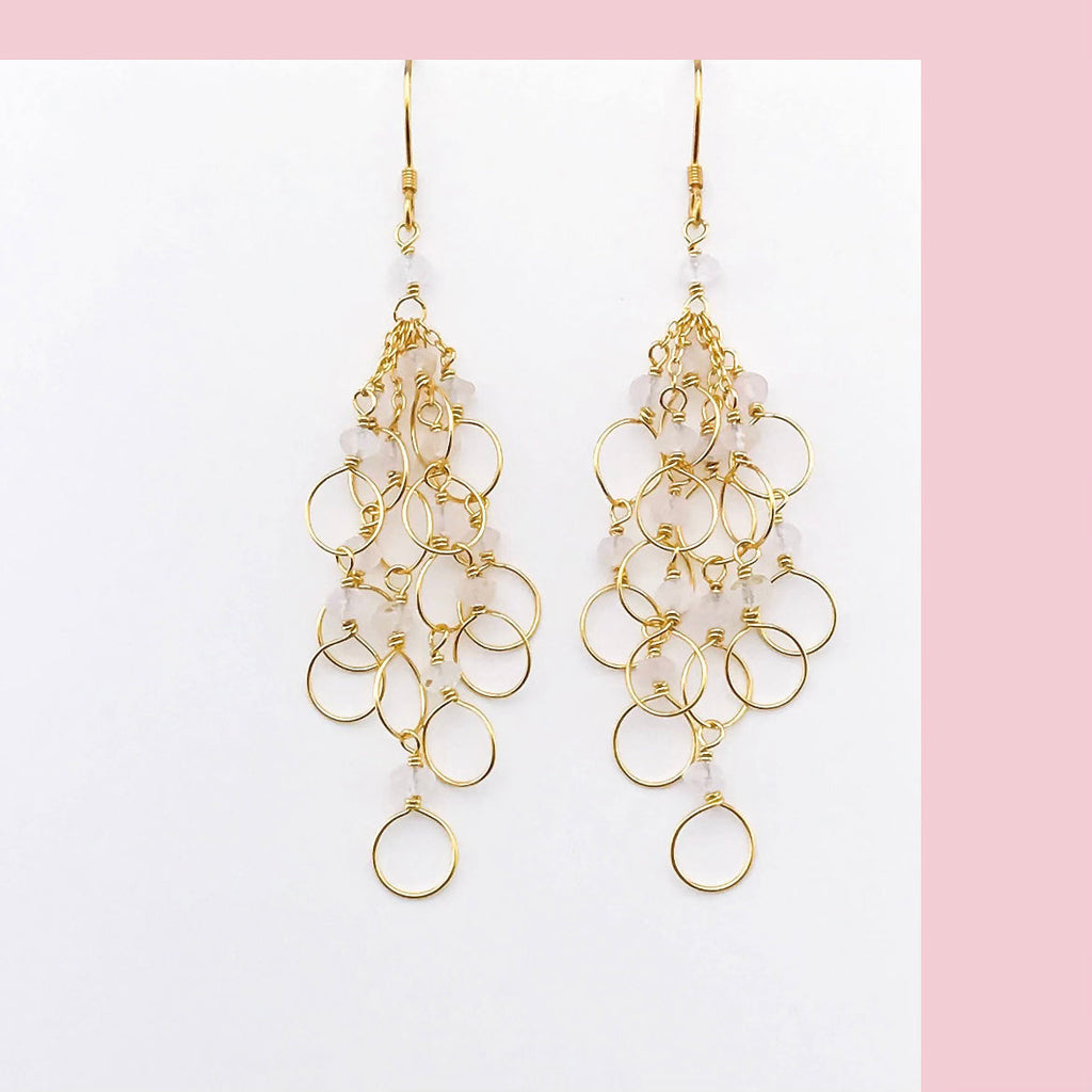 Pearl Chain Loop Earrings
