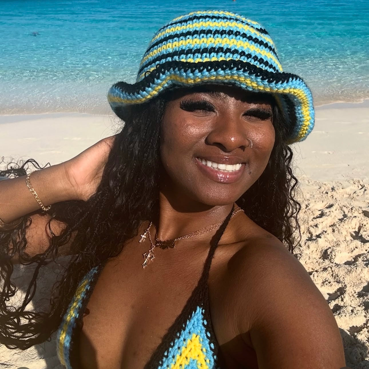 Stitched by Spice Bahamian Mesh Crochet Shorts with Bikini Matching Set — alternative angle