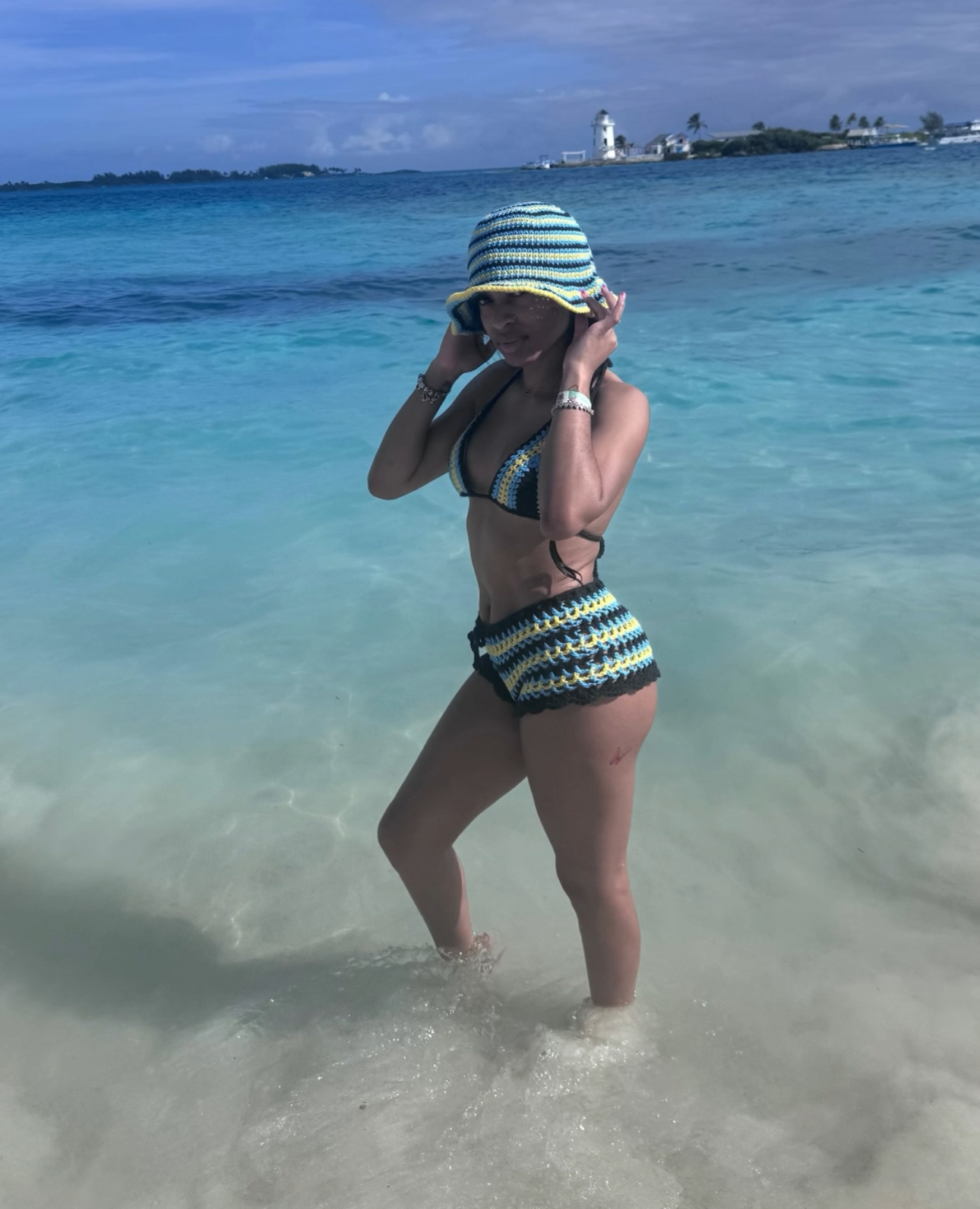 Stitched by Spice Bahamian Mesh Crochet Shorts with Bikini Matching Set — lifestyle context