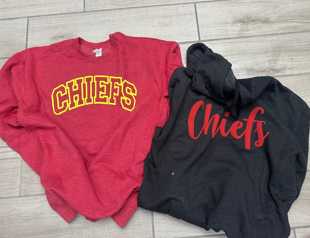 A Blessed Texas Mess Boutique Custom Puff Print Chiefs Sweatshirt, Embossed Chiefs Sweatshirt, Custom School… — construction detail