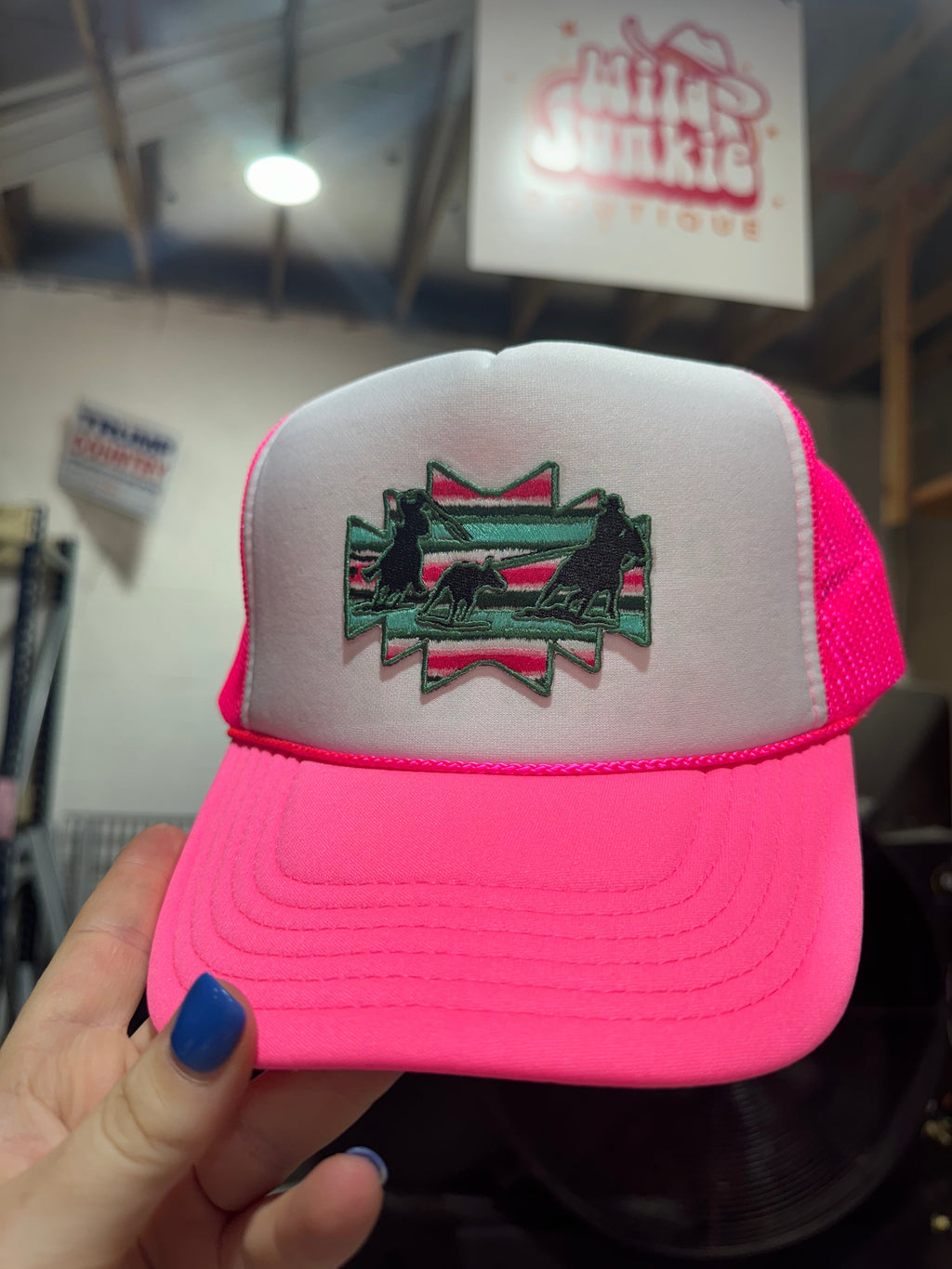 Wild Junkie Aztec Roper Patch Trucker Hat — main product shot